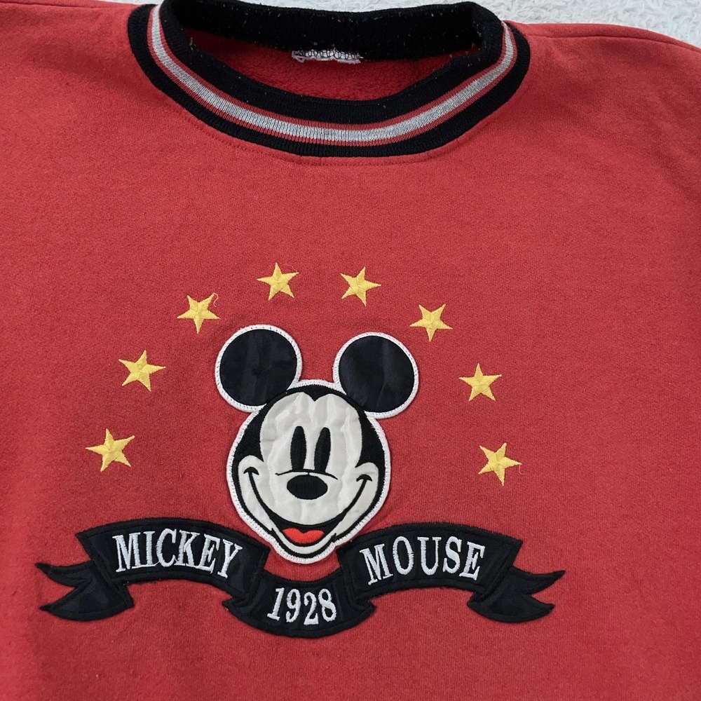 Vintage Disney Mickey Mouse Sweatshirt Mens Medium Embroidered Crewneck Pullover